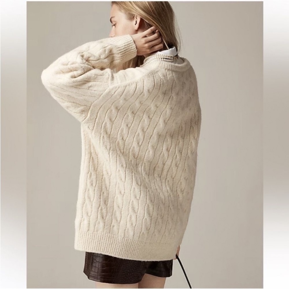 NWT JCREW S/M OVERSIZED GREEN THICK CABLED CARDIGAN SWEATER NEW NWT - Picture 6 of 9